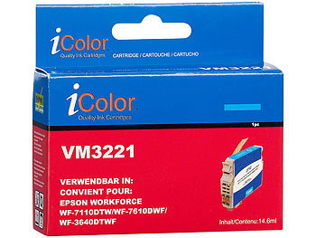 Premium-Marken-Patronen: iColor Tintenpatrone für Epson (ersetzt T2712 / 27XL), cyan XL