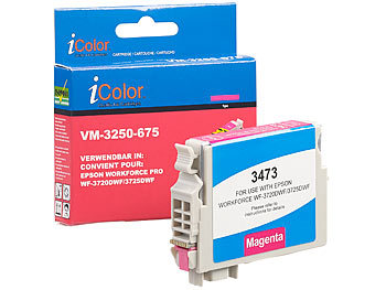 Druckpatronen: iColor Tintenpatrone für Epson-Drucker (ersetzt T3473 / 34XL), magenta, 14 ml