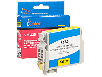 kompatible Tintenpatronen für Tintenstrahldrucker, Epson: iColor Tintenpatrone für Epson-Drucker (ersetzt T3474 / 34XL), yellow, 14 ml