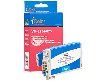 Inkjet Cartridges: iColor Tinten-Patrone T3592 / 35XL für Epson-Drucker, cyan (blau)