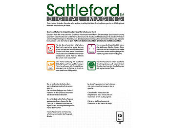 Sattleford 100 Inkjet-Overhead-Folien, DIN A4, transparent, 115 µm, Sparpack