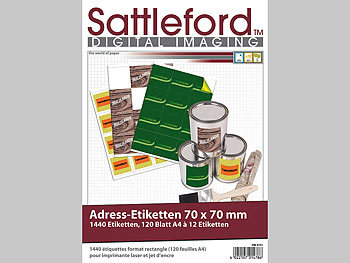 Sattleford 1440 Etiketten quadratisch 70x70 mm für Laser/Inkjet 