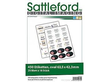 450 Etiketten oval 63,5x42,3 mm fÃ¼r Laser/Inkjet / Etiketten