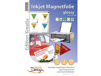Your Design 4 Inkjet-Magnetfolien wasserfest A4 hochglänzend/weiß