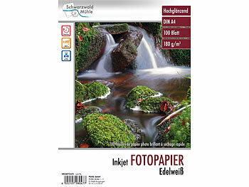 Fotopapier DIN A 4: Schwarzwald Mühle Hochglanz-Fotopapier "Edelweiß", A4, 180 g/m², 100 Blatt