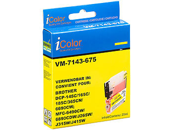iColor Tintenpatrone für Brother (ersetzt LC980/LC1100), yellow