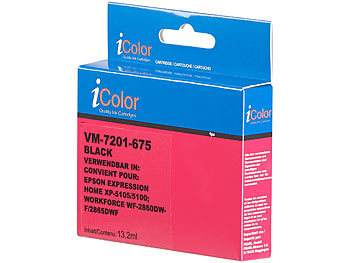 iColor Tintenpatrone für Epson-Drucker (ersetzt C13T02W14010), black/ schwarz