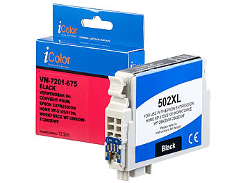 kompatible Tintenpatronen für Tintenstrahldrucker, Epson: iColor Tintenpatrone für Epson-Drucker (ersetzt C13T02W14010), black/ schwarz