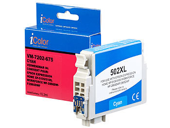 kompatible Tintenpatronen für Tintenstrahldrucker, Epson: iColor Tintenpatrone für Epson-Drucker (ersetzt C13T02W24010), cyan (blau)