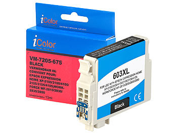Tintentank, Epson: iColor Tintenpatrone für Epson-Drucker (ersetzt C13T03A14010 / 603XL), black