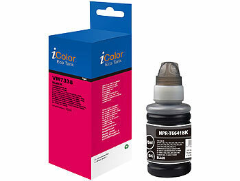 Nachfüll-Tintenflasche: iColor Nachfüll-Tinte für Epson, ersetzt Epson C13T66414A, black (schwarz)