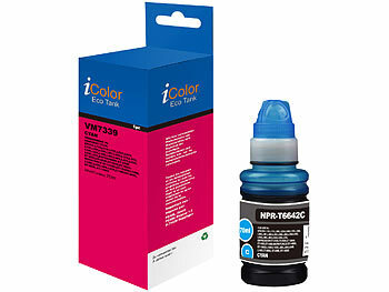 Nachfülltinte: iColor Nachfüll-Tinte für Epson, ersetzt Epson C13T664240, cyan (blau)