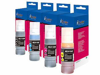 Multipack: Nachfüll-Tinte für Tintenstrahldrucker, Epson: iColor Nachfüll-Tinten ColorPack für Epson, ersetzt C13T00P140-440, BK/C/M/Y