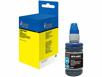 Nachfüllfarben Druckerpatronen: iColor Nachfüll-Tinte für Canon, ersetzt Canon GI-490C, cyan (blau)