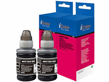 Nachfülltinte: iColor 2er-Set Nachfüll-Tinten für Epson, ersetzt Epson C13T66414A, black