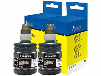 Nachfüllflaschen Druckertinten: iColor 2er-Set Nachfüll-Tinten für Canon, ersetzt Canon GI-490BK, black