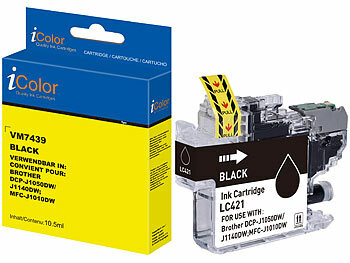Printer-Cartridges: iColor Tinte schwarz, ersetzt Brother LC421BK