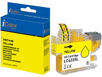 Tintenstrahldrucker Patronen: iColor Tinte yellow, ersetzt Brother LC422XLY