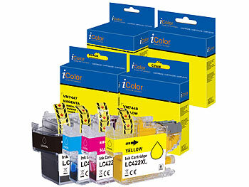 Tinten Tintenstrahl-Drucker: iColor Tinten-Set für Brother-Drucker, ersetzt LC422XL BK/C/M/Y