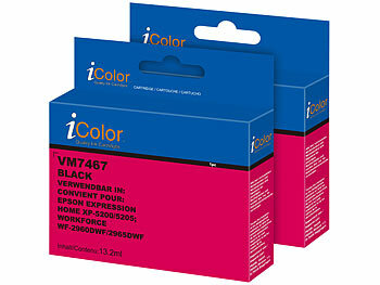 iColor 2er-Set Tinte für Epson, ersetzt 503XL BK, schwarz, bis 1.100 Seiten
