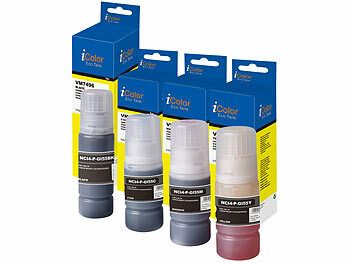 Nachfüll-Tintenset: iColor Nachfülltinte für Canon, bk, c, m, y, ersetzt Gi-55, Sparset