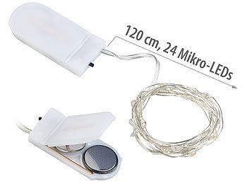 Lunartec 10er-Set LED-Lichterdraht, je 24 Mikro-LEDs, je 1,2 m, IPX4, warmweiß