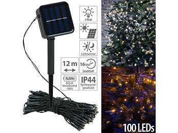Lunartec 2er-Set Solar-Lichterketten, 100 LEDs, 8 Modi, 12 m, Dämmerungssensor