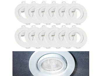LED Einbaurahmen: Luminea 12er-Set Einbaurahmen für MR16, weiß, schwenkbar
