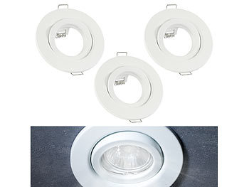 Einbaulampen-Fassungen: Luminea 3er-Set Einbaurahmen für MR16, weiß, schwenkbar