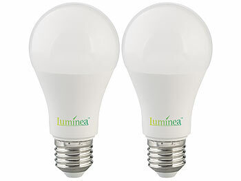 LED Wonzimmerleuchten: Luminea 2er-Set LED-Lampen mit Dämmerungssensor, E27, 11 W, 1.050 lm, weiß