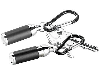 Schlüssellampe: PEARL 2er-Set fokussierbare Mini-Taschenlampen mit Schlüsselanhänger