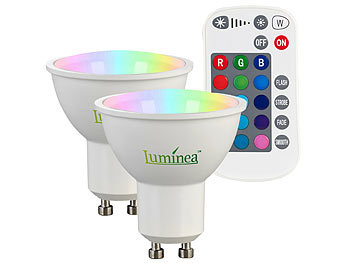 Luminea 4er-Set LED-Spots GU10, RGBW, 4,8 W, 400 lm, dimmbar