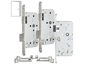Türschloss Badezimmer: AGT 3er-Set Buntbart-Einsteckschlösser für Zimmertüren, Falle, DIN rechts