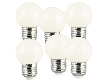 Glühbirne E27 LED: Luminea 6er-Set LED-Lampen E27, Retro, G45, 1W (ersetzt 10W), 50 lm, warmweiß