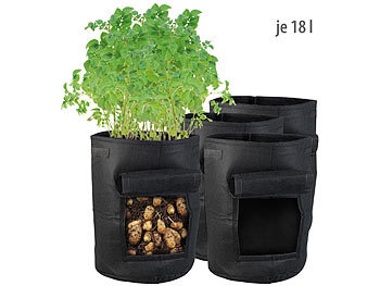 Kartoffel Pflanzsack: Royal Gardineer 4er-Set XL-Pflanzen-Wachstumssäcke, je 38 l, Tragegriffe, Sichtfenster
