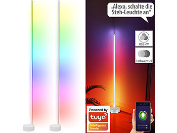 LED Wohnzimmerleuchten: Luminea Home Control 2er-Set WLAN-Steh-/Eck-Leuchten mit RGB-CCT-IC-LEDs, 12 W, App, weiß