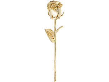Goldene Rose mit Stiel & Strassstein Ringschatulle Vergoldete Rose 
