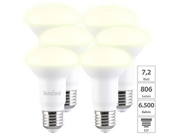 LED-Beleuchtung E27: Luminea 6er-Set LED-Reflektor E27, 7 W (ersetzt 60 W), 630 lm, warmweiß 3000 K