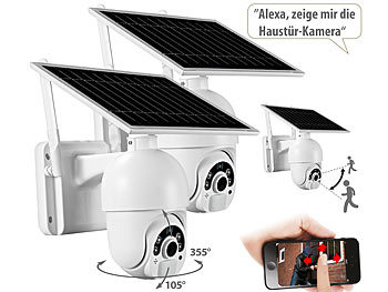 7links 2er-Set Pan-Tilt-Überwachungskameras, Full HD, WLAN, Akku, Solarpanel
