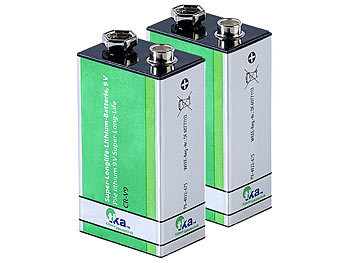 10 Jahres Batterie: tka 2er-Set Super-Longlife 9V-Block Lithium-Batterien