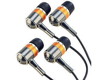 Kopfhörer für Handy: auvisio 2er Pack Stereo-Ohrhörer "Bass Tube" 3,5 mm Klinke