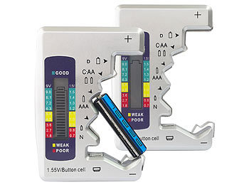 Batterietester AA: tka 2er Pack Kompakter Multi-Batterietester mit LCD-Display