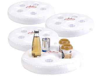 Getränkehalter Wasser: infactory 4er-Set aufblasbare Schwimm-Getränkehalter, Ø jeweils 5,5 cm