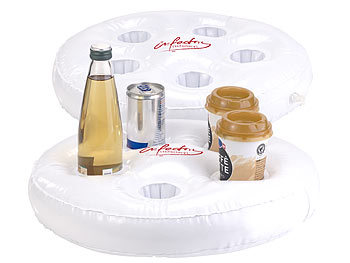 Getränkekühler: infactory 2er-Set aufblasbare Schwimm-Getränkehalter,  Ø jeweils 5,5 cm