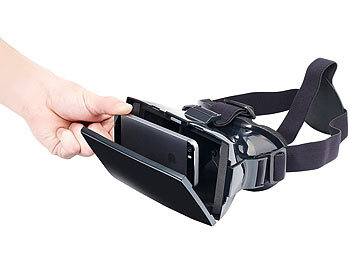 PEARL Virtual-Reality-Brille VRB60.3D für Smartphones, großer Blickwinkel
