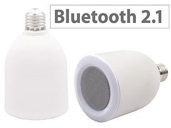 auvisio Lautsprecher-LED-Lampe E27, 6/8 Watt mit Bluetooth-Speaker