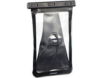 Wasserdichte Hülle: Somikon Wasserdichte iPad-Mini-& Tablet-Tasche bis 8"/20,32cm, Headset-Eingang