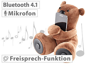 Teddy, Bluetooth: auvisio Lautsprecher-Teddybär mit Bluetooth 4.1 + EDR und Mikrofon, 10 Watt