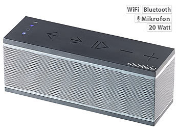 WiFi Lautsprecher: auvisio WLAN-Multiroom-Lautsprecher mit Bluetooth & Mikrofon, 20 Watt