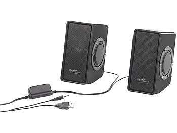 auvisio Stereo-Lautsprecher mit passivem Subwoofer & USB-Stromversorgung, 15 W